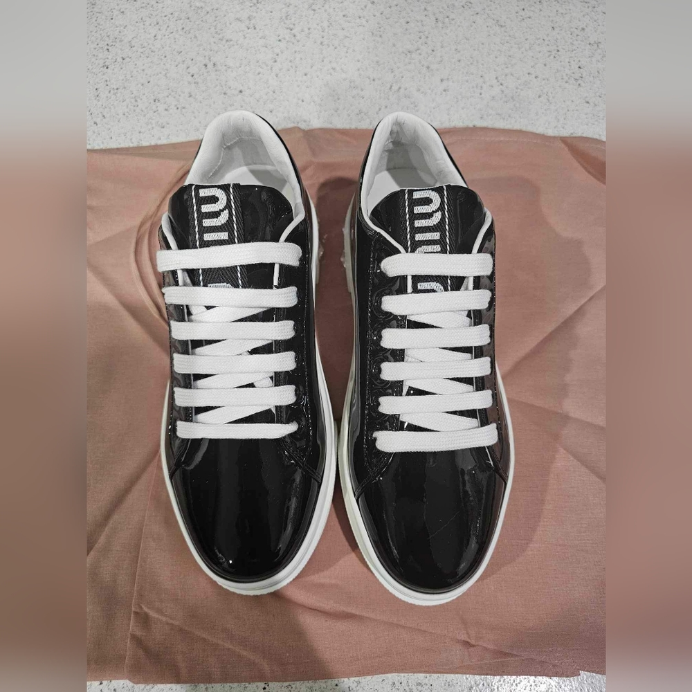 Miu Miu Women's Patent Leather Platform Sneakers Size 8